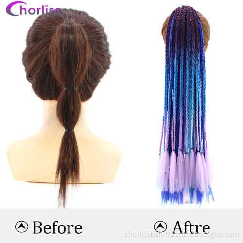 Wholesale 22''Girls Elastic Hair Rope Rubber Bands Hair Accessories Wig Ponytail Hair Ring Kids Twist Braid Rope Headband